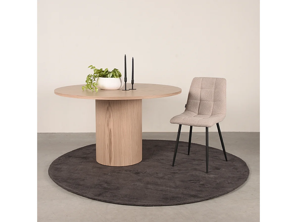 Table à manger Oliva - Naturel - Chêne - 130 cm - Ronde