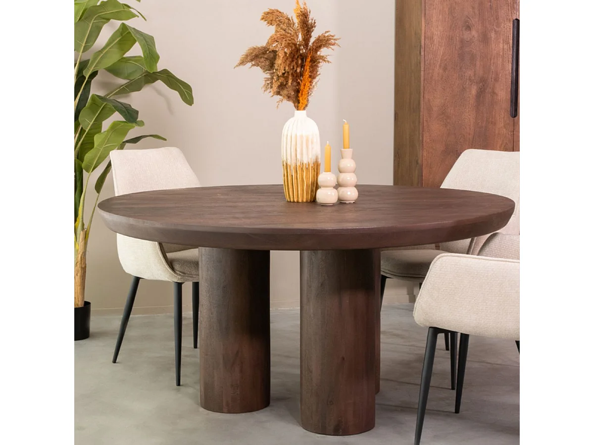 Eetkamertafel Olly - Espresso - Mangohout - 150x150 cm