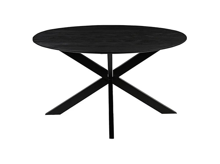 Table à manger Otis - Noire - Bois de manguier - 130 cm - Ronde