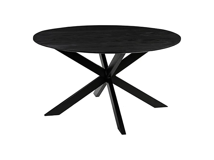Table à manger Otis - Noire - Bois de manguier - 130 cm - Ronde