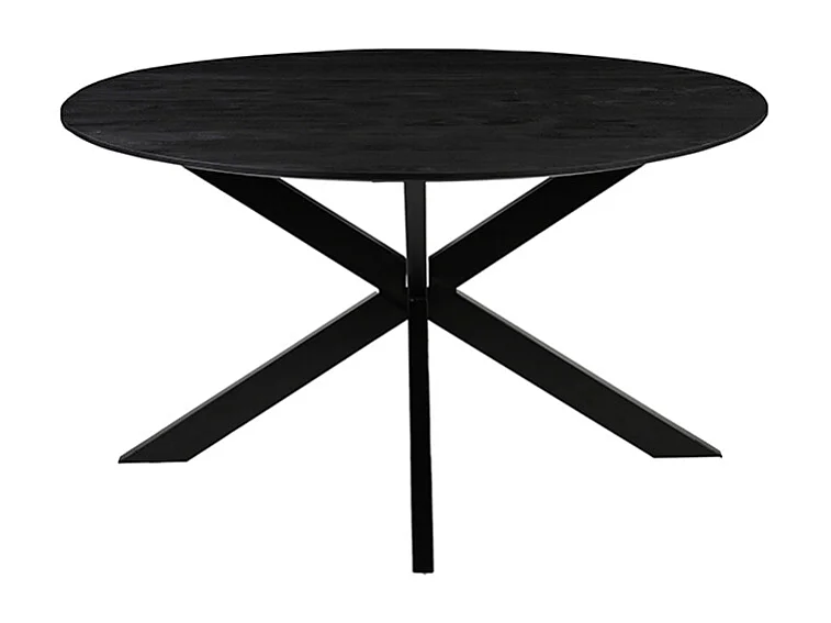 Table à manger Otis - Noire - Bois de manguier - 130 cm - Ronde