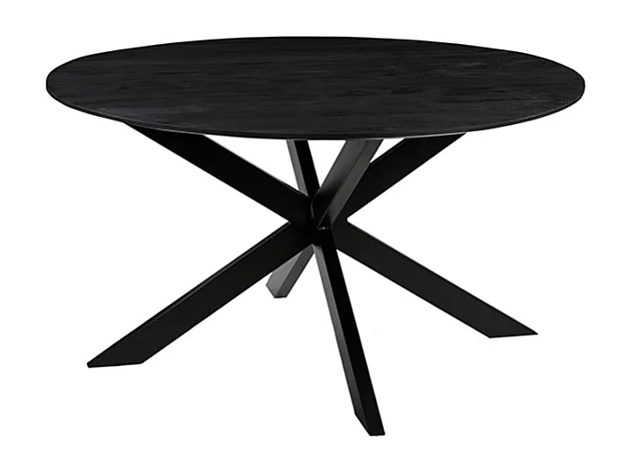 Table à manger Otis - Noire - Bois de manguier - 130 cm - Ronde