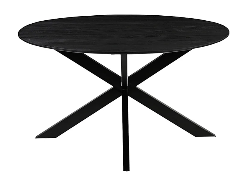 Table à manger Otis - Noire - Bois de manguier - 140 cm - Ronde