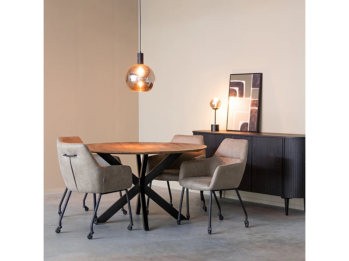Eetkamertafel Otis - Espresso - Mangohout - 130 cm - Rond
