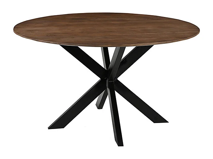 Table à manger Otis - Nature - Bois de manguier - 130 cm - Ronde