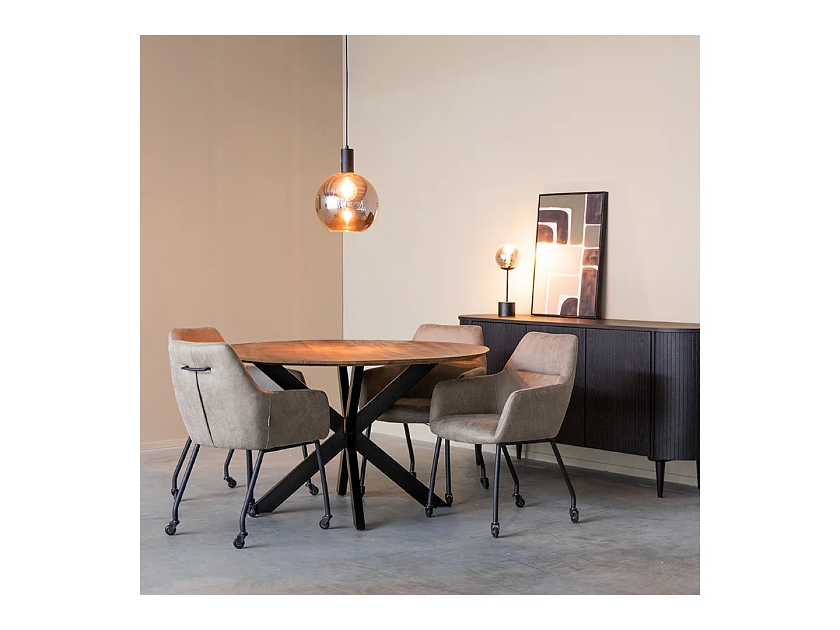 Table à manger Otis - Espresso - Bois de manguier - 140 cm - Ronde