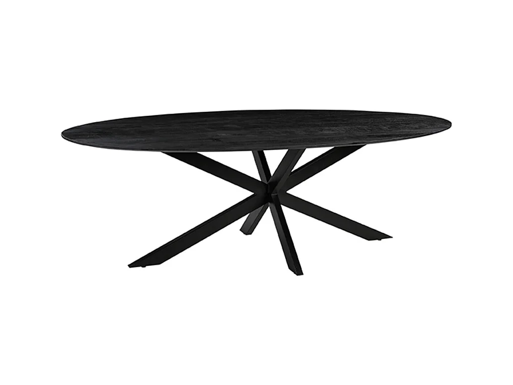 Table à manger James - Noire - Bois de manguier - 210 cm - Ovale