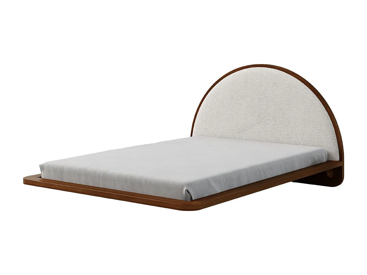 Łóżko lewitujące drewniane bukowe Visby MOMOKO / 180x200 cm, kolor orzech