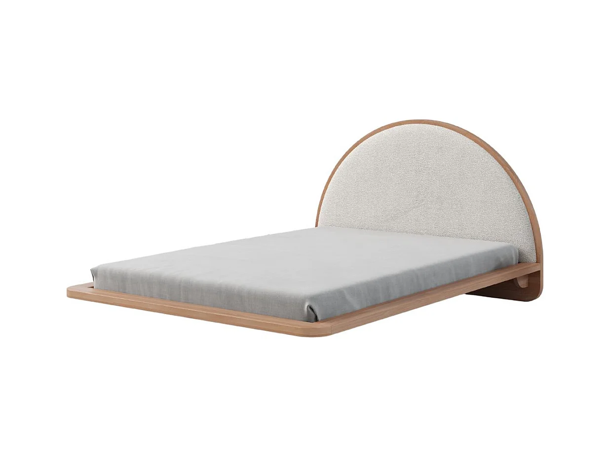 Massivholzbett Momoko 120/200, schwebende optik, buche - lackiert, naturfarben