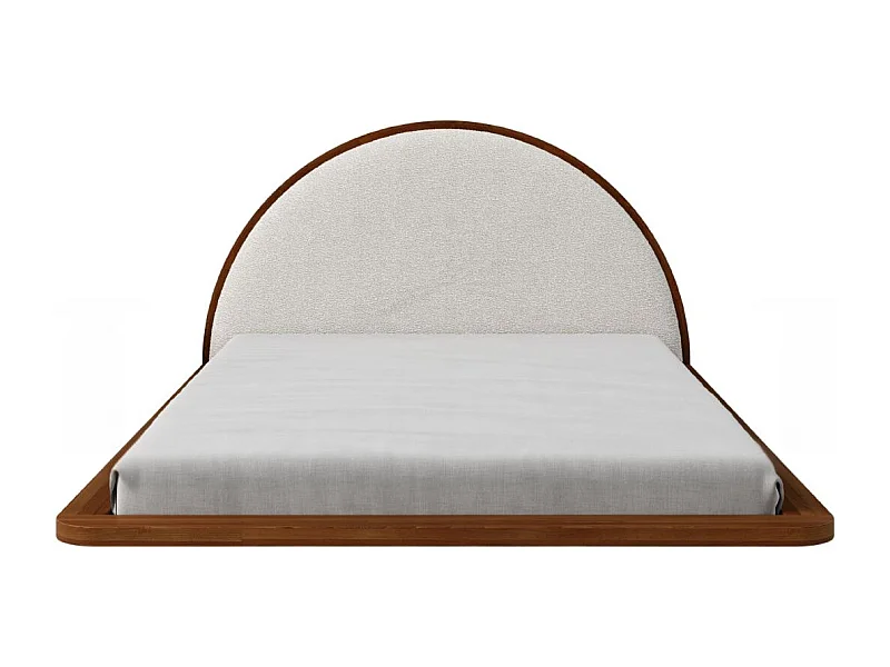 Massivholzbett Momoko 120/200, schwebende optik, buche - lackiert, nussbaumfarbe