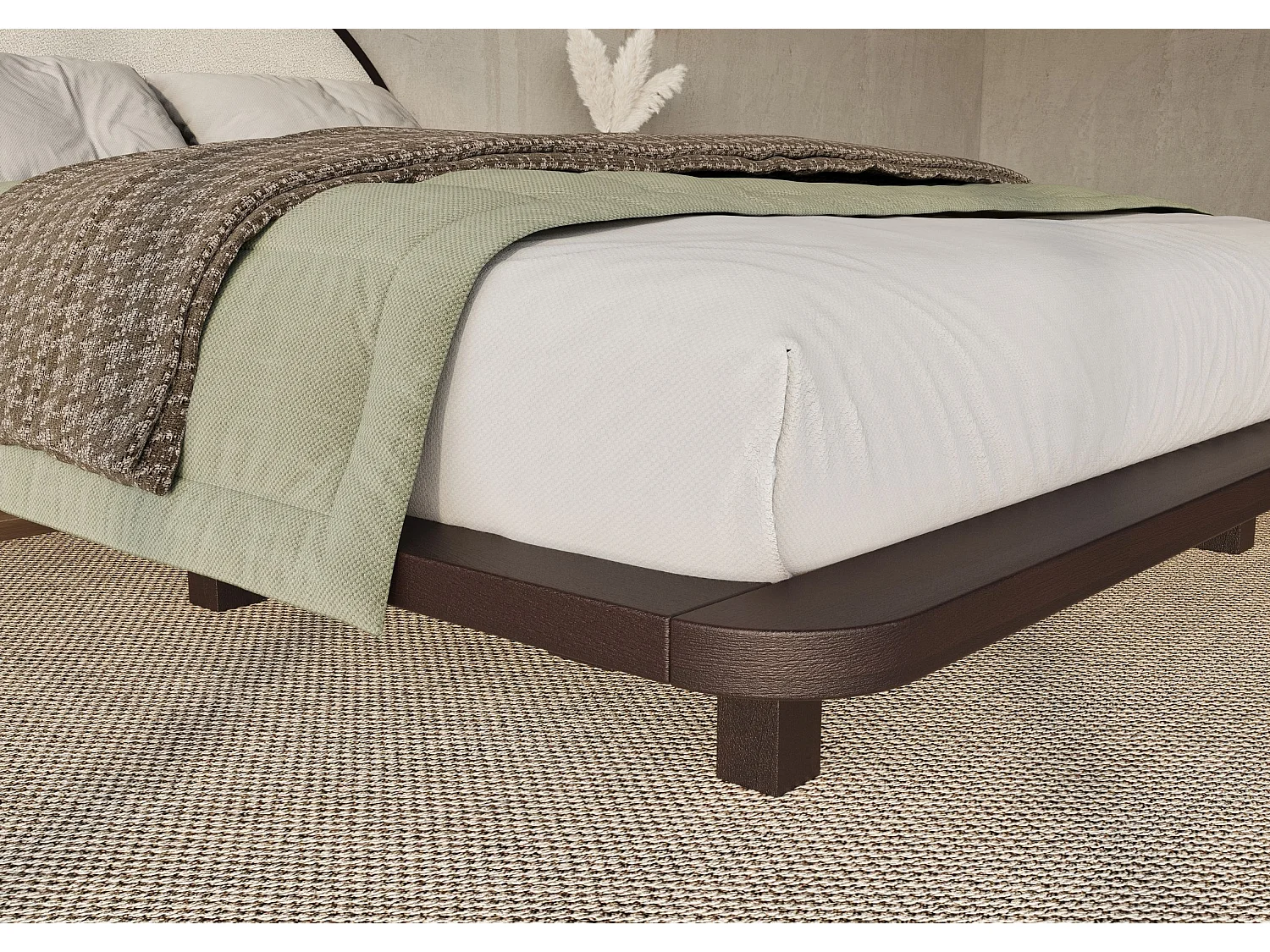 Łóżko lewitujące drewniane bukowe Visby MOMOKO / 120x200 cm, kolor palisander