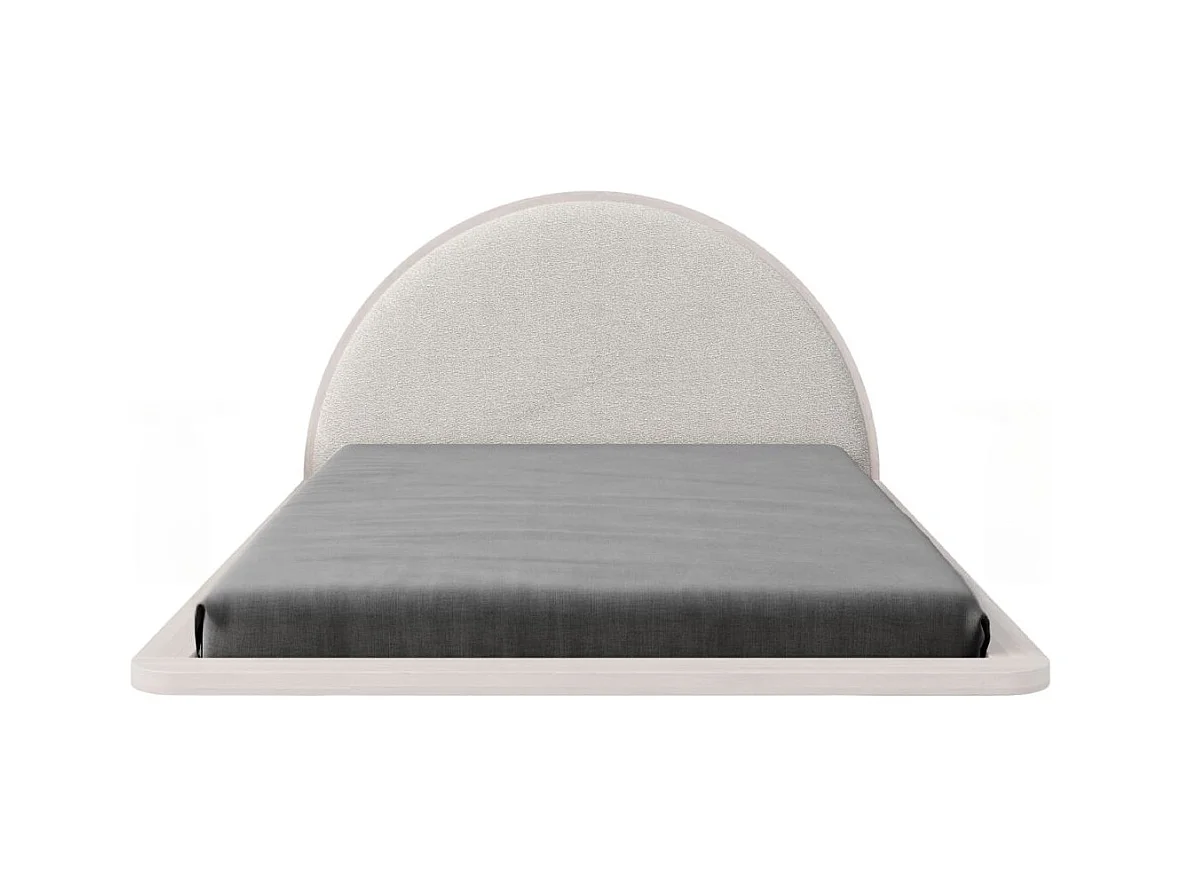 Lit flottant en hêtre massif MOMOKO / 160x200 cm, couleur blanche