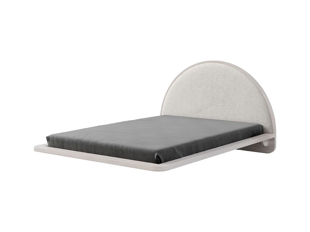 Lit flottant en hêtre massif MOMOKO / 160x200 cm, couleur blanche