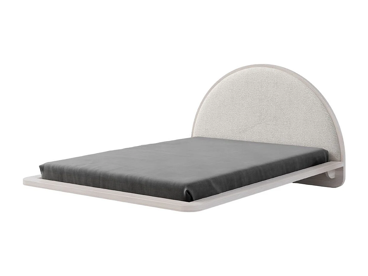 Lit flottant en hêtre massif MOMOKO / 160x200 cm, couleur blanche