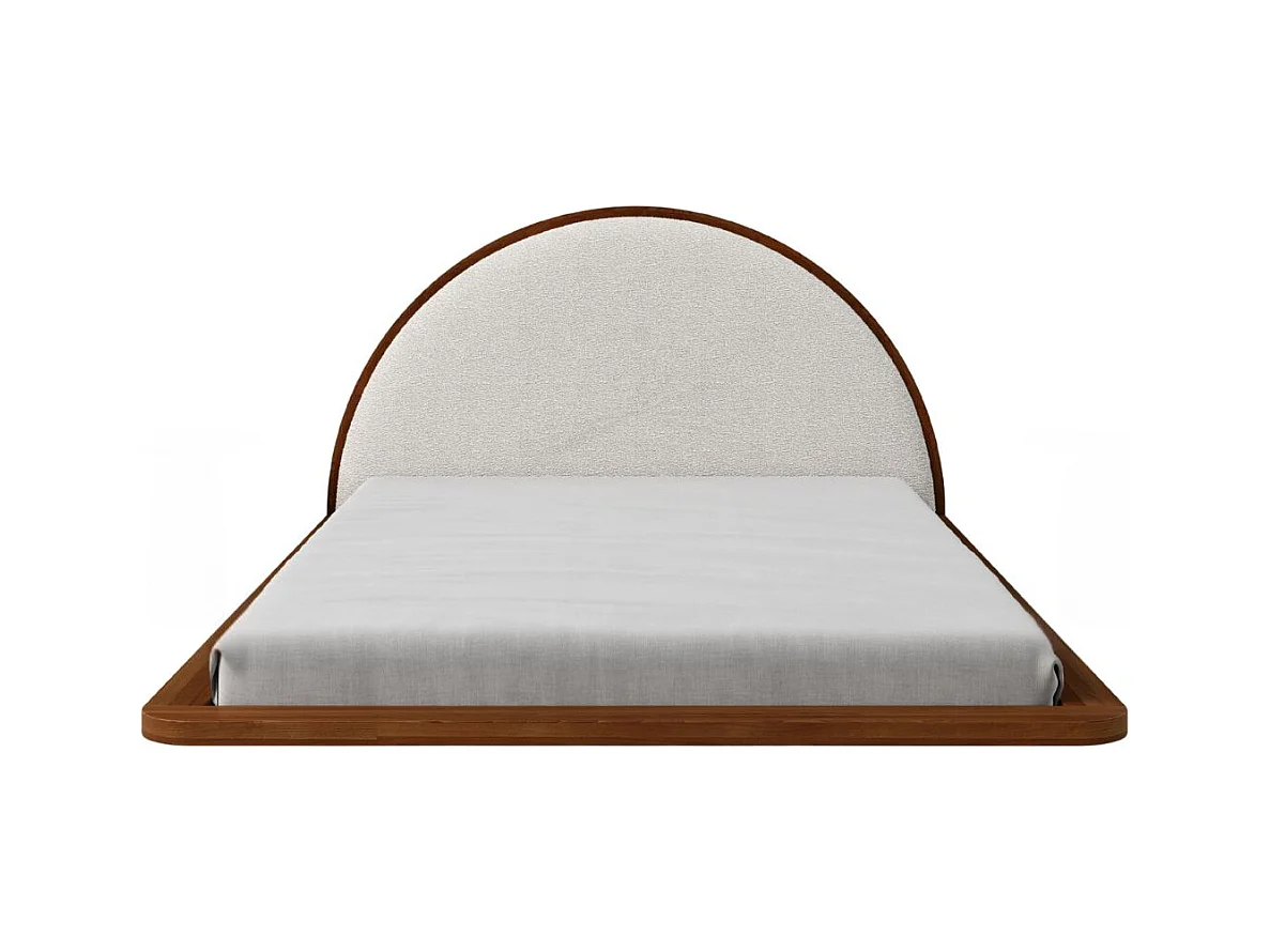Lit flottant en hêtre massif MOMOKO / 160x200 cm, couleur noyer