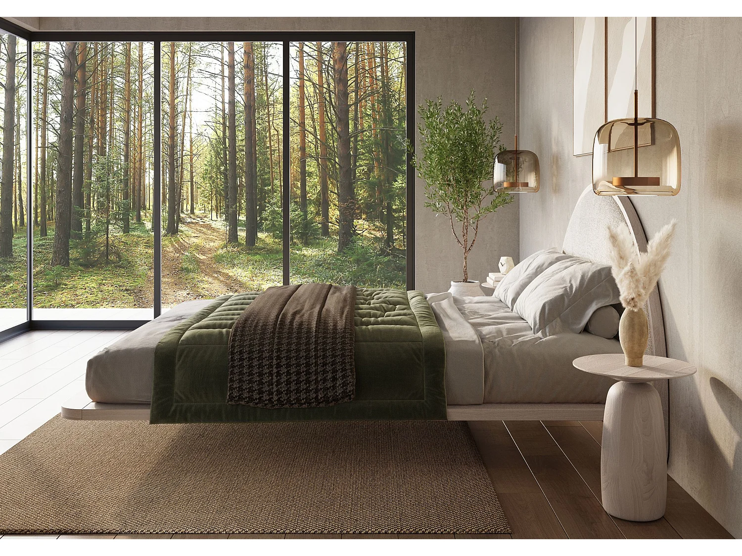 Lit flottant en hêtre massif MOMOKO / 120x200 cm, couleur blanche