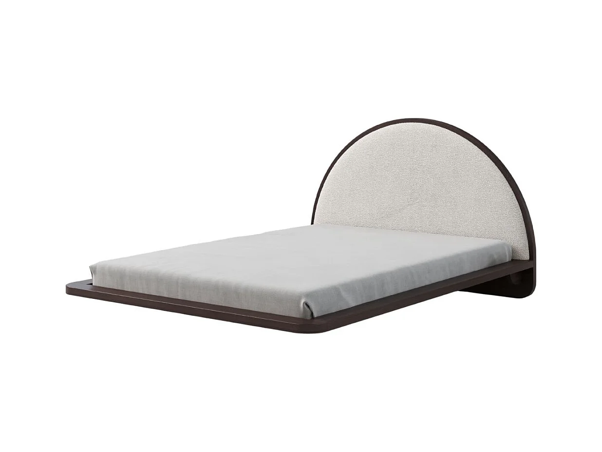 Lit flottant en hêtre massif MOMOKO/ 160x200 cm, couleur palissandre