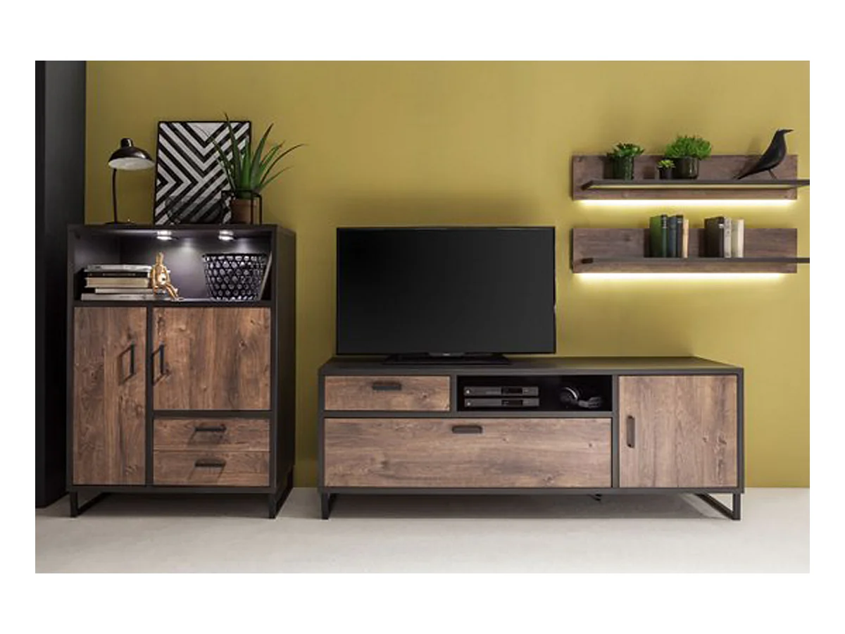 Ensemble de salon de 3 éléments coloris chêne barrique