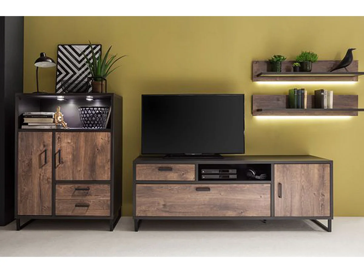 Ensemble de salon de 3 éléments coloris chêne barrique