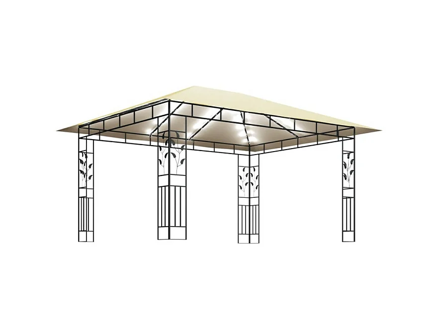 Tonnelle avec moustiquaire et lumières LED 4x3x2,73 m Crème