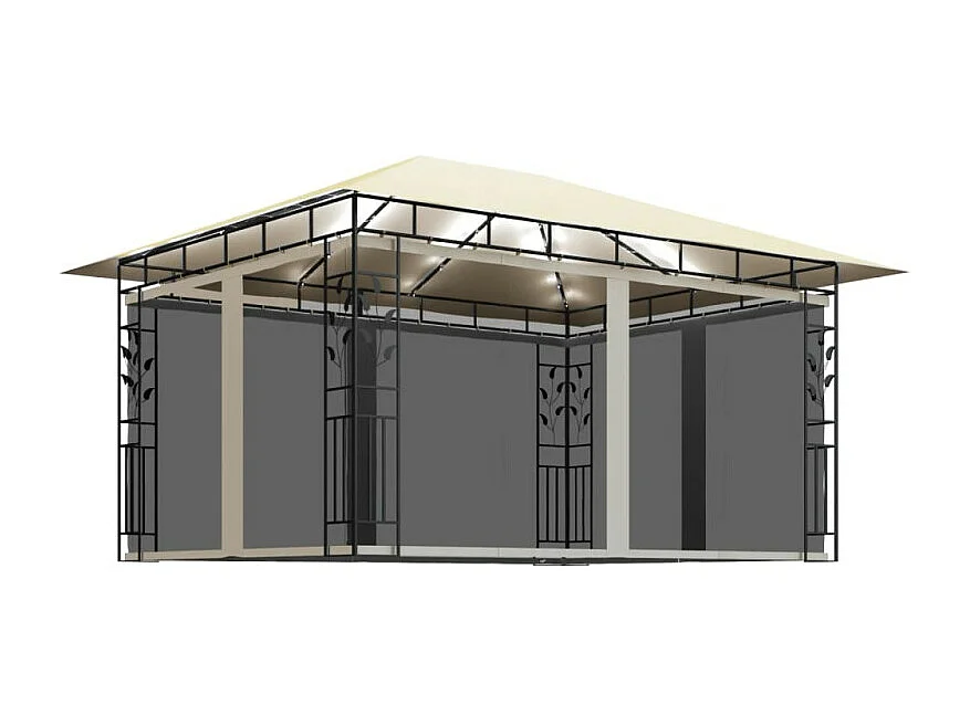Tonnelle avec moustiquaire et lumières LED 4x3x2,73 m Crème