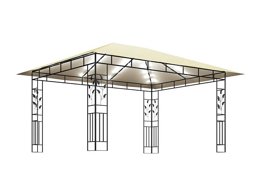 Tonnelle avec moustiquaire et lumières LED 4x3x2,73 m Crème