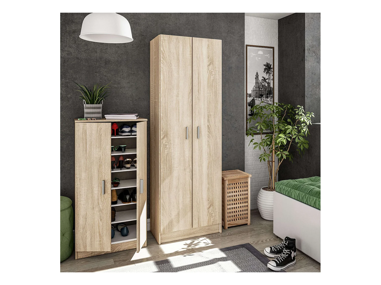 Armoire rangement 2 portes - L73 x H180 cm