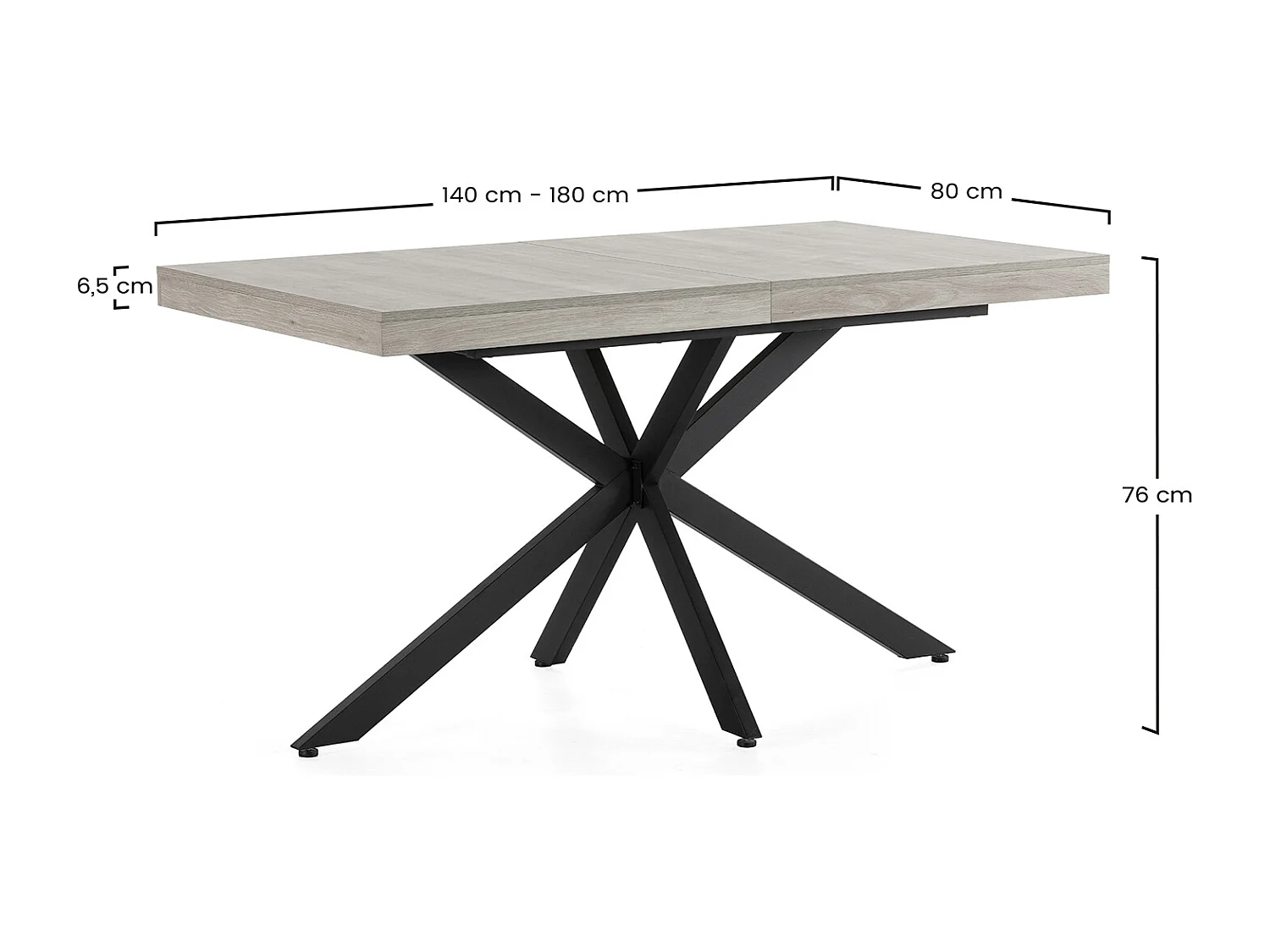 Table de salle à manger extensible Genova couleur chêne, 140-180 cm