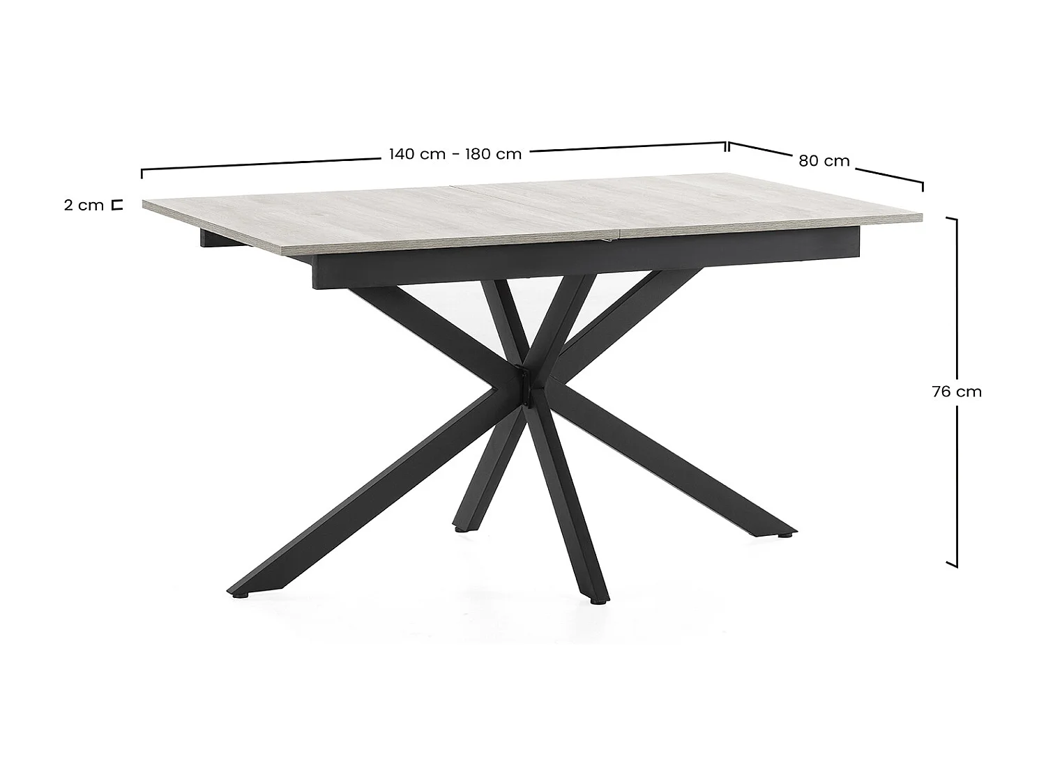 Table de salle à manger extensible Prato couleur chêne, 140-180 cm