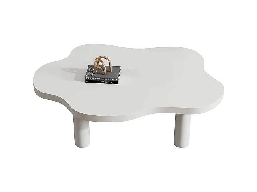 Witte cartoon-salontafel met 3 poten, onregelmatig Modern interieurontwerp, aparte woonkamer