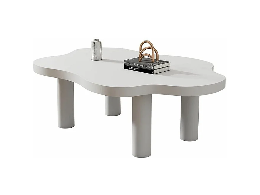 Witte cartoon-salontafel met 3 poten, onregelmatig Modern interieurontwerp, aparte woonkamer