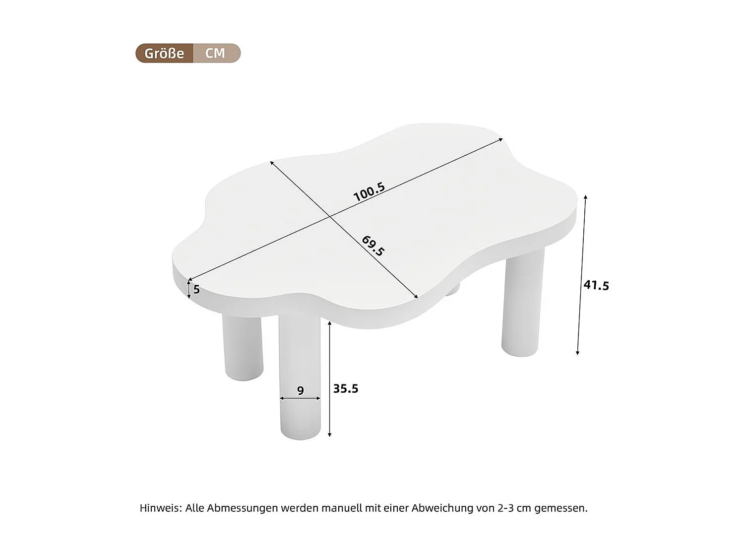 Table basse nuage 3 pieds blanc cartoon irrégulière Design intérieur moderne salon décalé