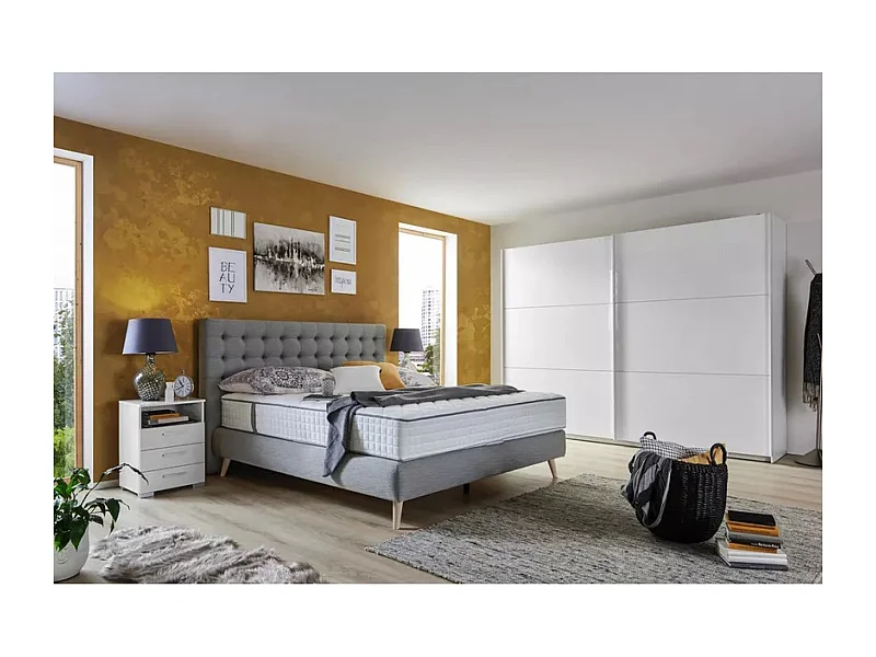 Bett Darian S (140x200)/Stoffbezug/grau