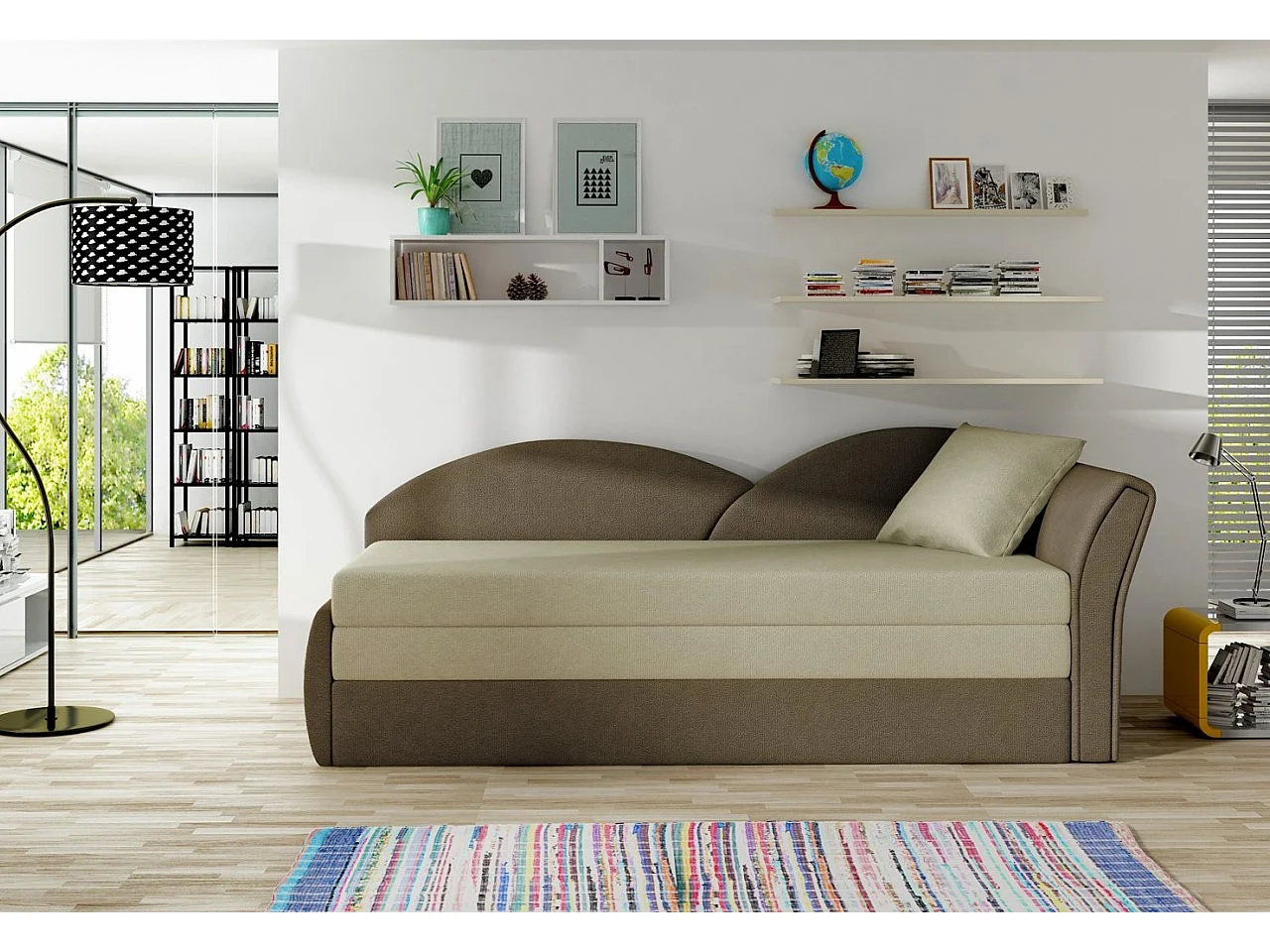Bett Chind R (180x150) /Stoff/Braun&Beige
