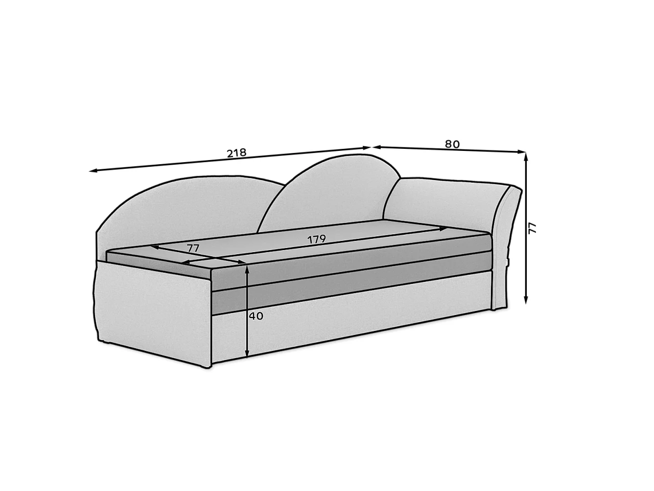 Bett Chind R (180x150) /Stoff/Braun&Beige