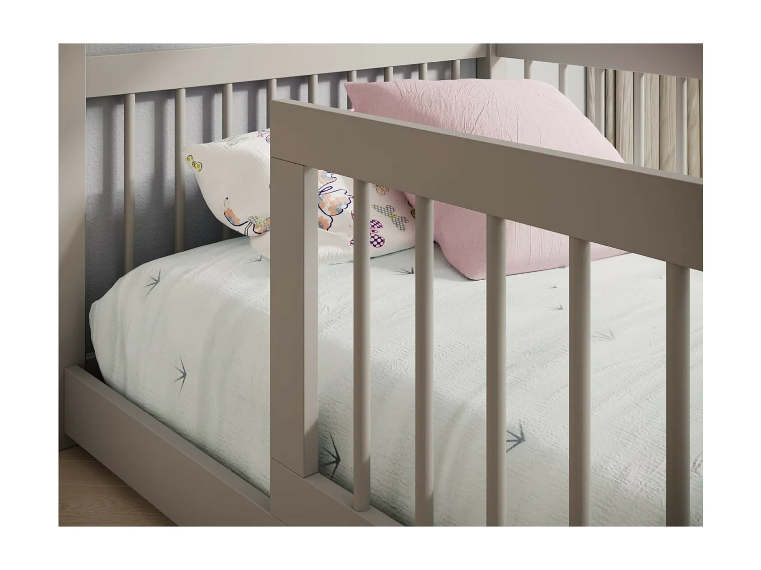 Lit Gracia (90x200)/matelas inclus/gris