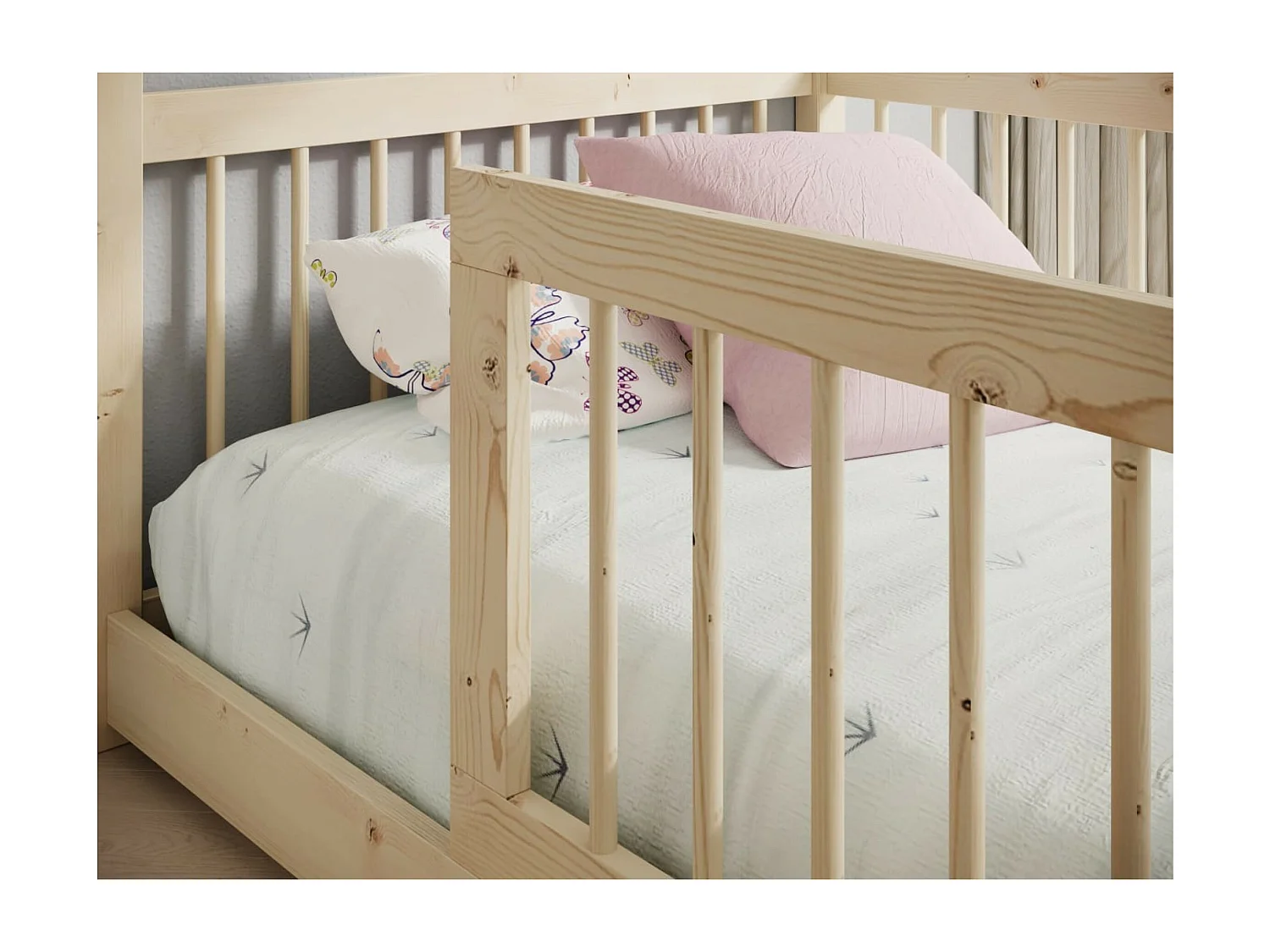 Lit Gracia (90x200)/matelas inclus/Brun naturel