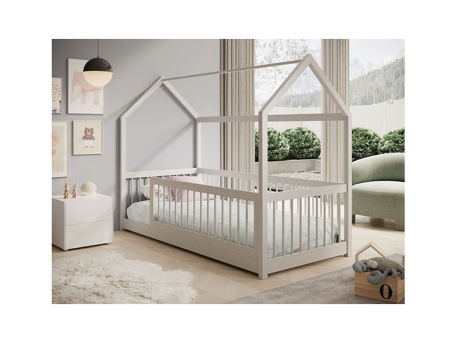 Lit Gracia (90x200)/matelas inclus/blanc