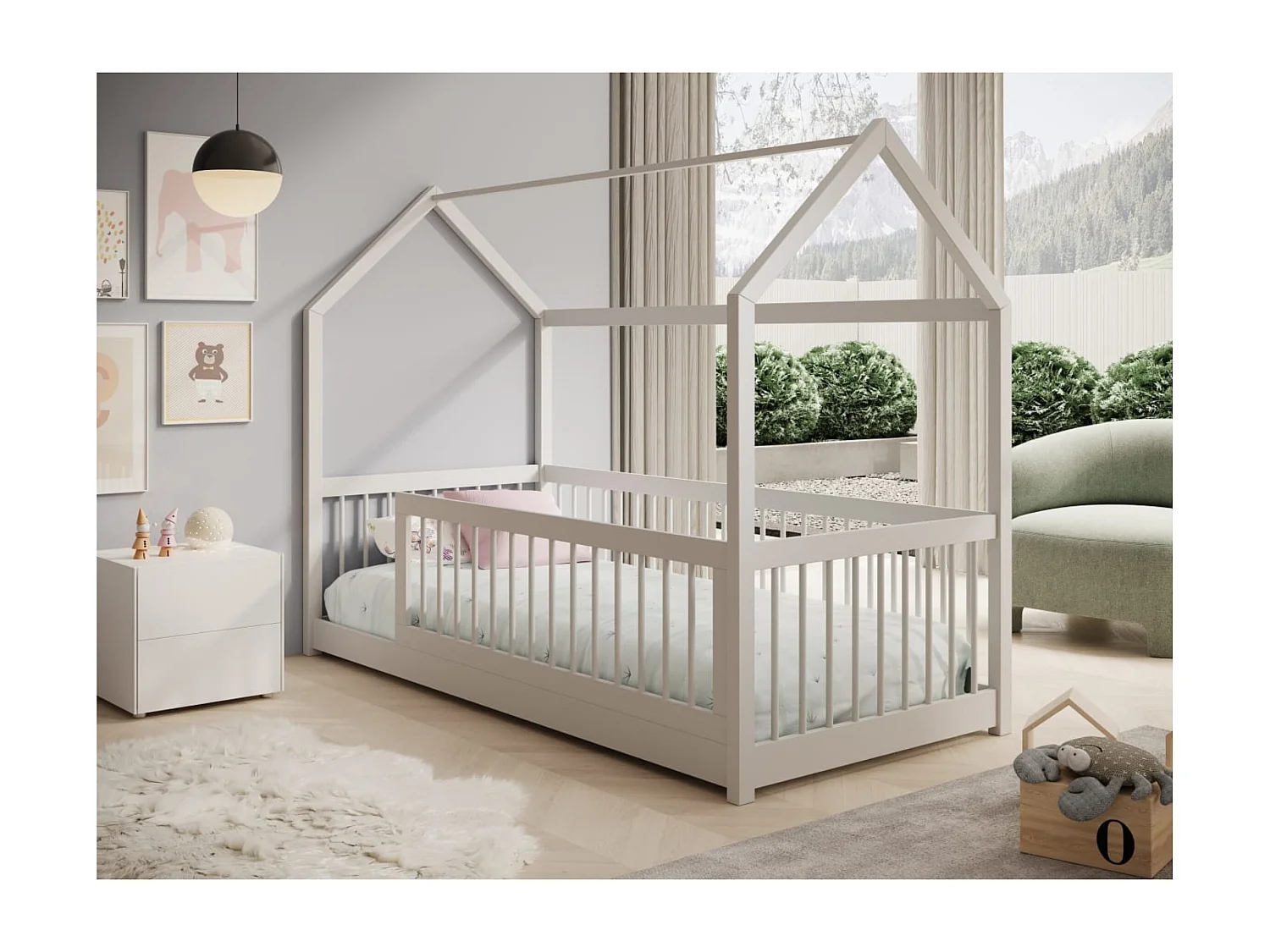 Lit Gracia (90x200)/matelas inclus/blanc