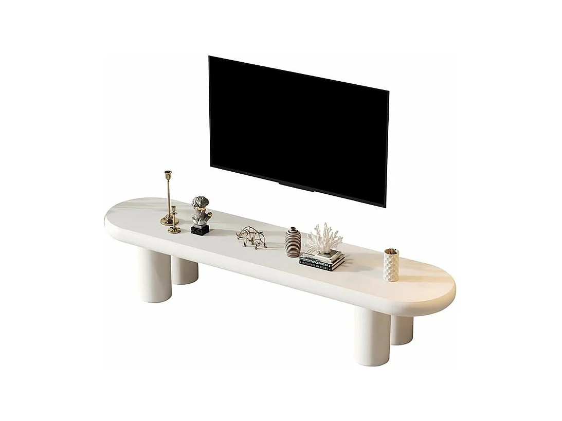 Minimalistisch tv-meubel, wit, 4 stabiele poten, 65 inch, structuur van MDF met hoge dichtheid