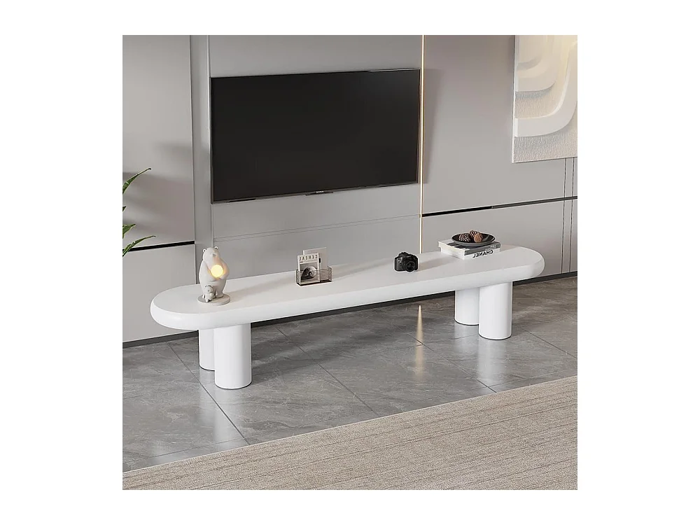Minimalistisch tv-meubel, wit, 4 stabiele poten, 65 inch, structuur van MDF met hoge dichtheid