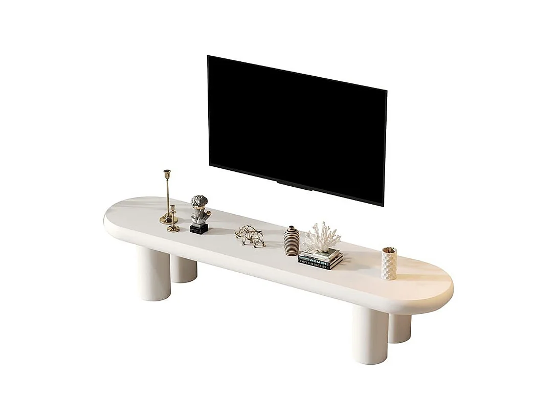 Minimalistisch tv-meubel, wit, 4 stabiele poten, 65 inch, structuur van MDF met hoge dichtheid