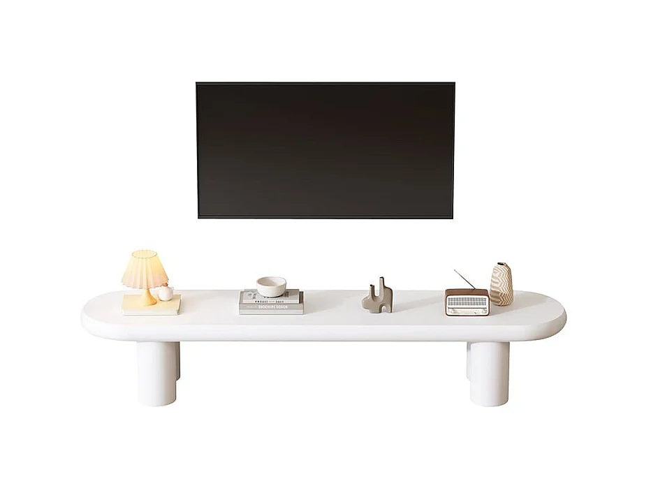Minimalistisch tv-meubel, wit, 4 stabiele poten, 65 inch, structuur van MDF met hoge dichtheid