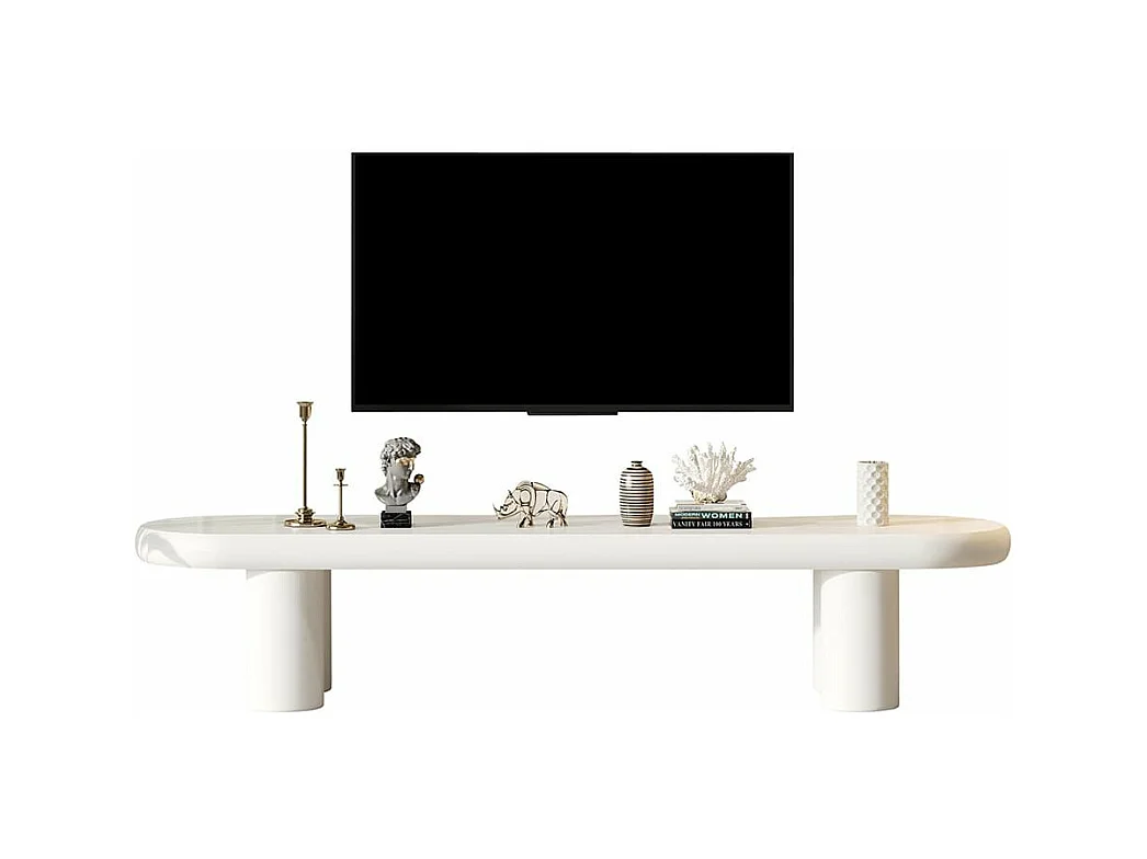 Minimalistisch tv-meubel, wit, 4 stabiele poten, 65 inch, structuur van MDF met hoge dichtheid