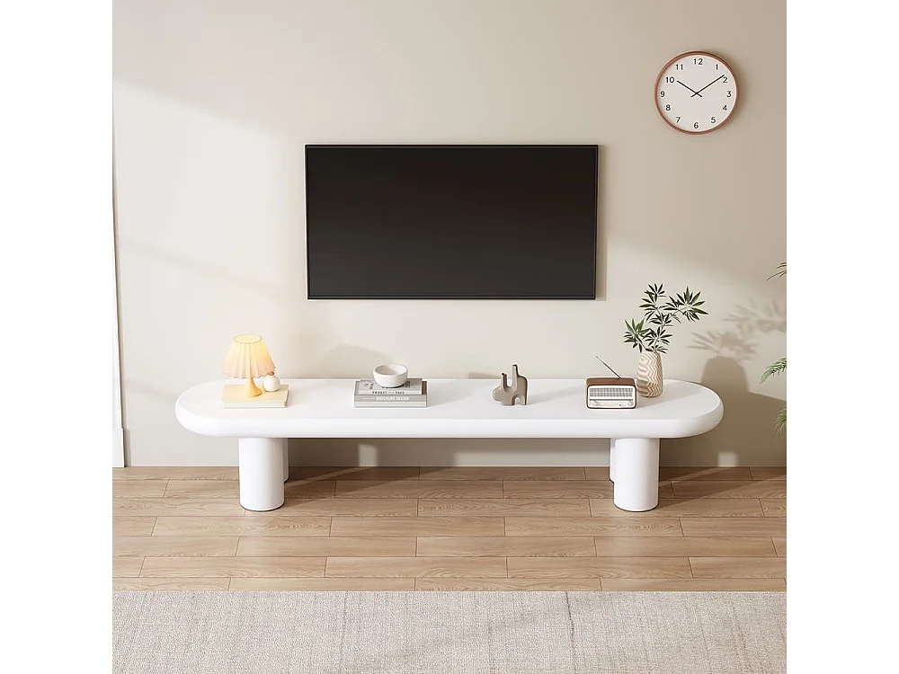 Minimalistisch tv-meubel, wit, 4 stabiele poten, 65 inch, structuur van MDF met hoge dichtheid