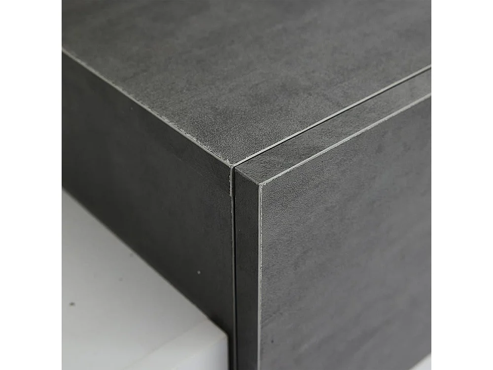 Moderne lage tv-meubel met ledverlichting in wit en grijs Minimalistische planken van gehard glas voor in de woonkamer