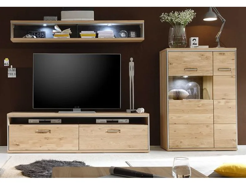 Ensemble séjour 3 élèments, coloris chêne noueux blanchi