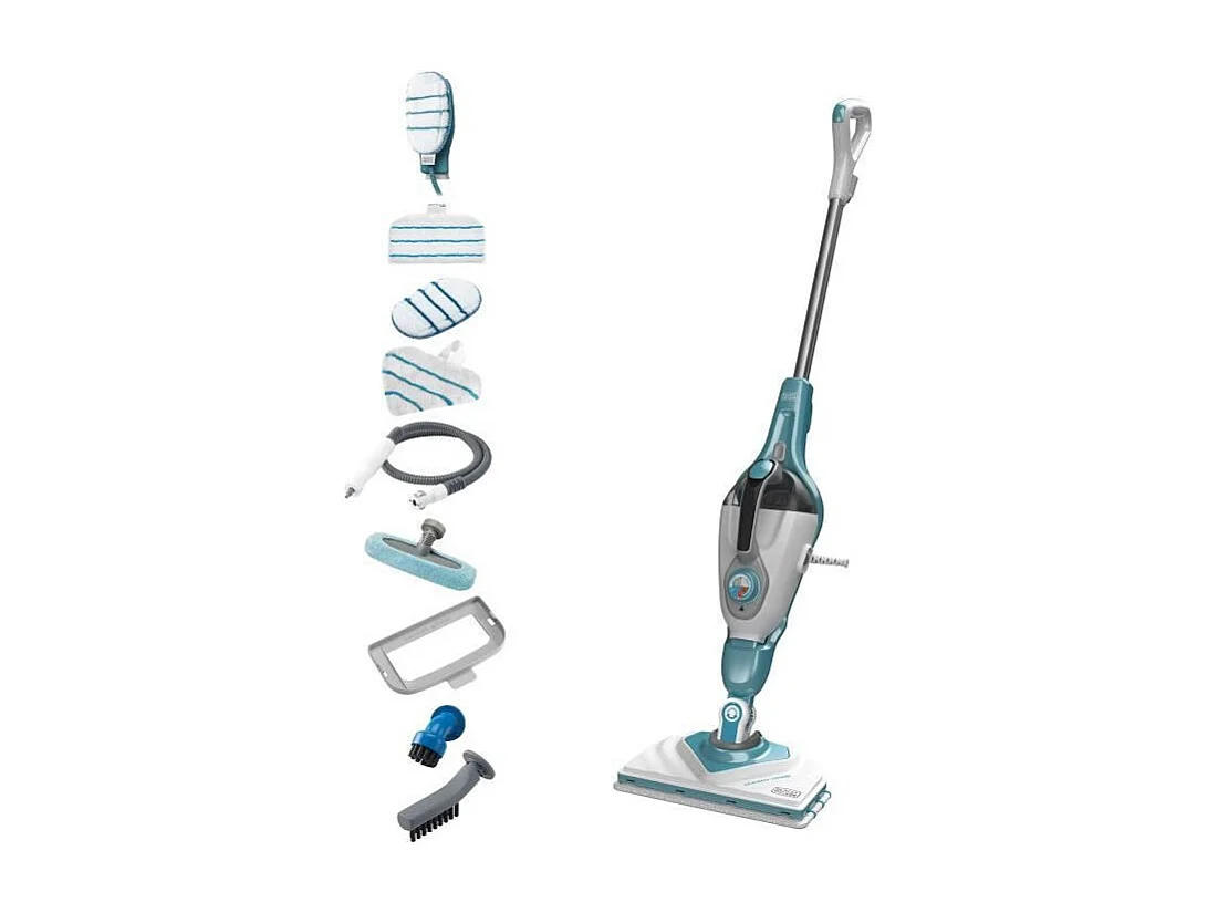 BLACK+DECKER BHSM166DSM-QS - Balai vapeur multifonctions - Gant Steamitt - 11 accessoires - 1600W - Chauffe en 15sec