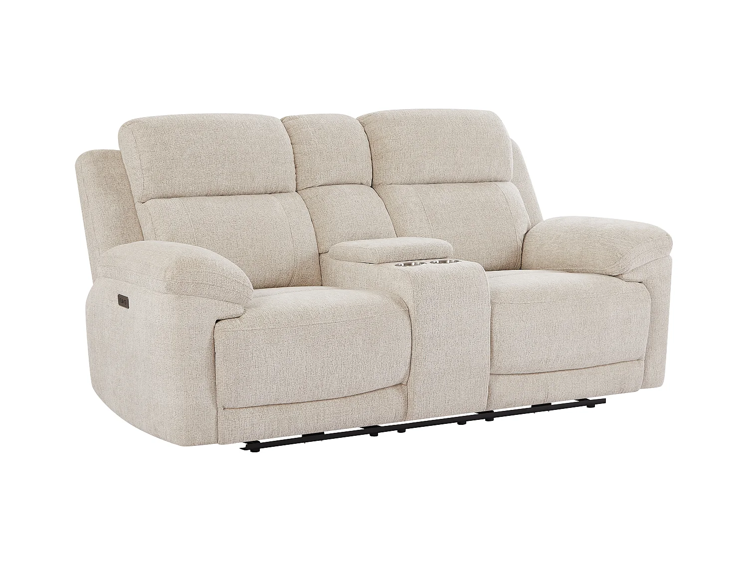 Canapé 3 places et 2 places relax électrique en tissu chiné beige KELUNO