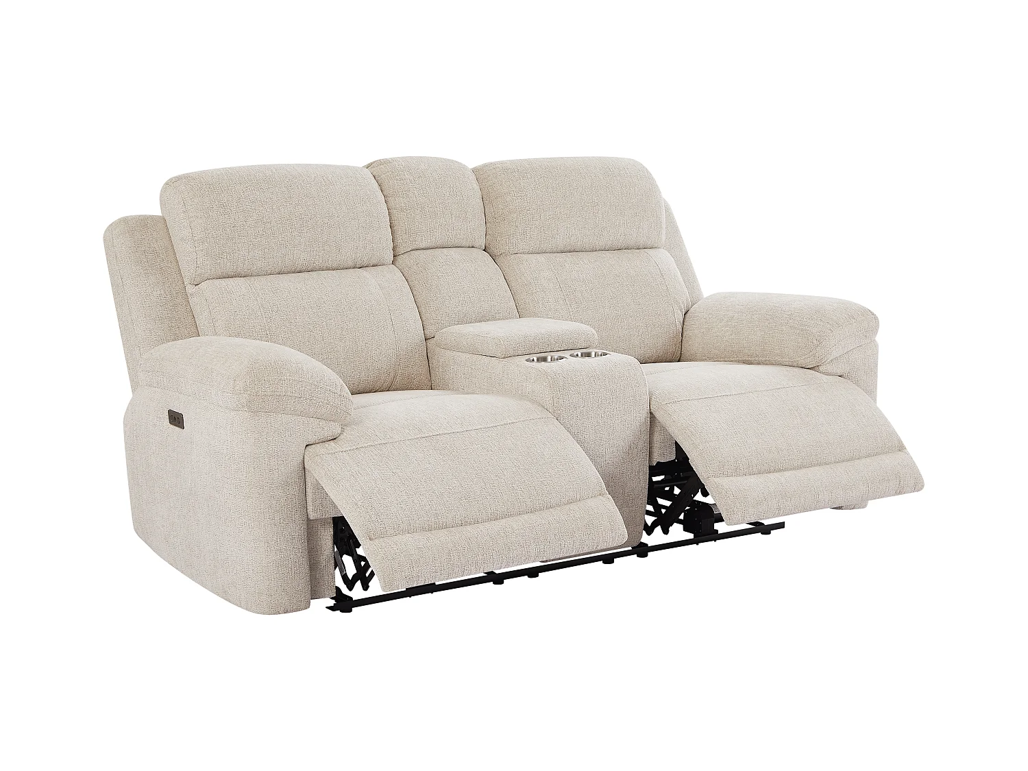 Canapé 3 places et 2 places relax électrique en tissu chiné beige KELUNO